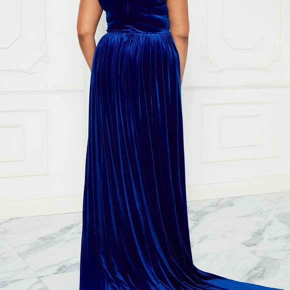 Royal blue velvet dress - Picture 4 of 5